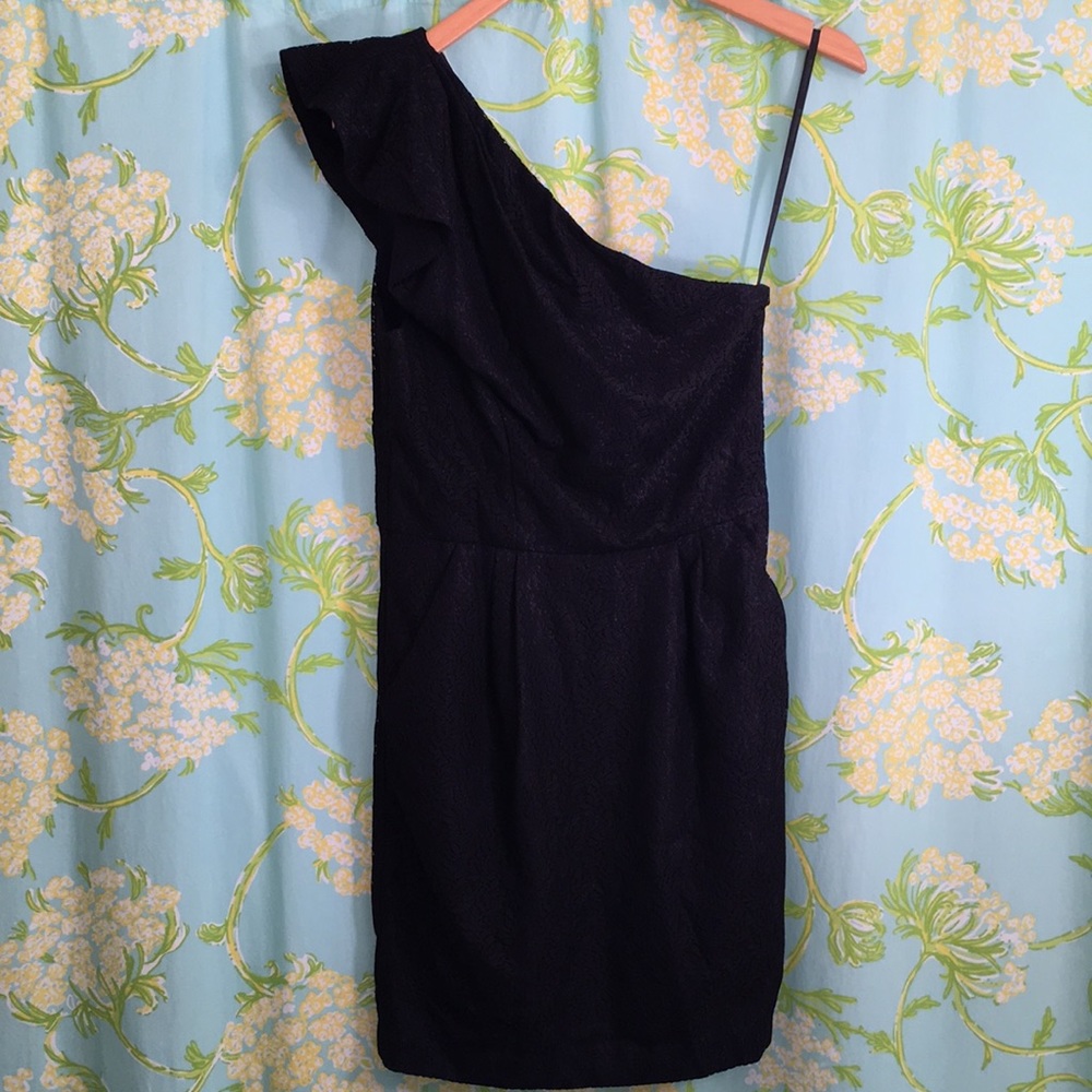 BCBGeneration black lace over blue dress